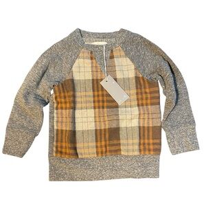 Miki Miette Brown Plaid Boy's Sweatshirt NWT‎ 12M